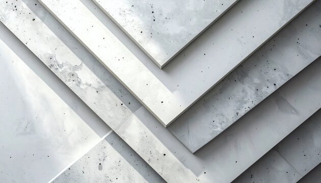 Modern Architectural Abstract Featuring Layered Diagonal Concrete Panels with Soft Shadows