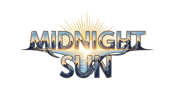 Midnight sun logo design with landscape effect, unique effect