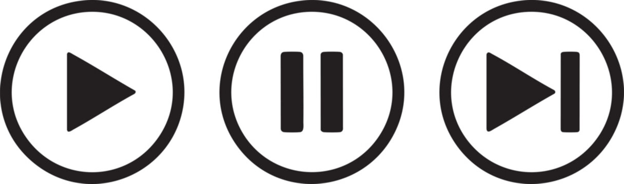 Three music streaming audio icon collection