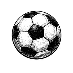 Naklejka premium Black and white illustration of a soccer ball with classic panels