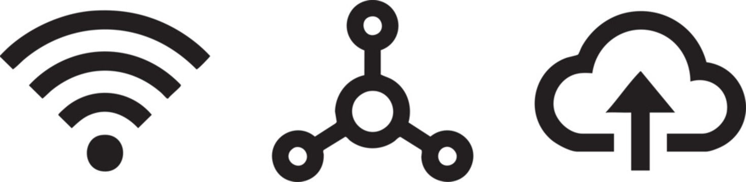 Three network internet system icon bundle