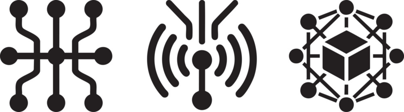 Three network technology system icon set