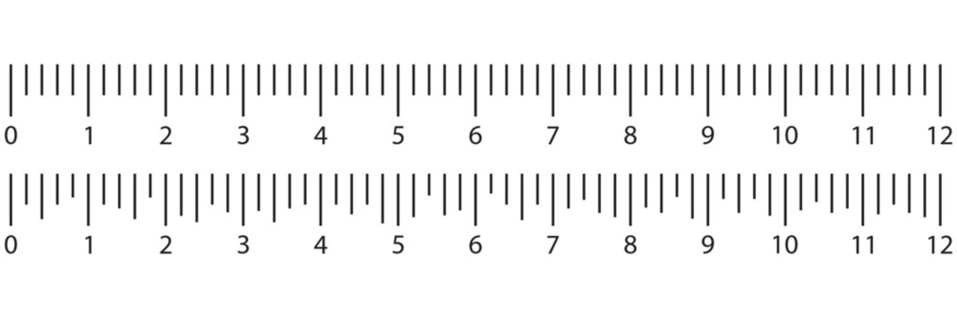 Precision Ruler Scale Vector Illustration Showing Metric and Imperial Measurements for Accurate Length
 Measurement Design Template