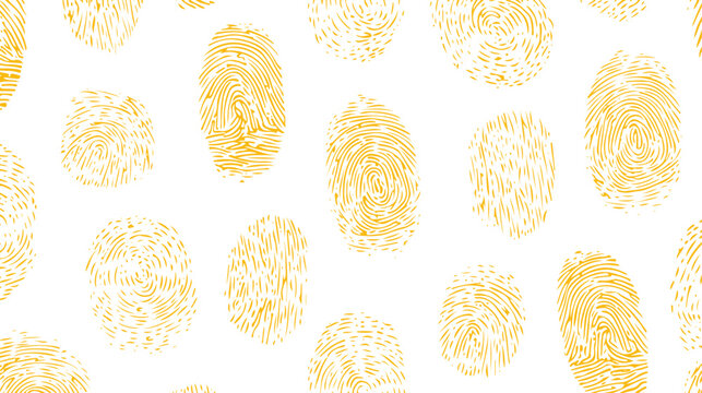 Yellow fingerprint pattern on white background
