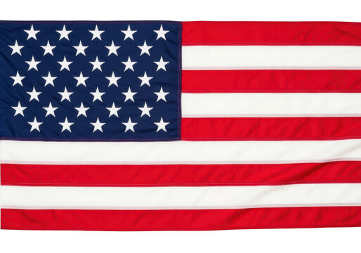 American flag waving in the wind with a torn edge PNG isolated on transparent background