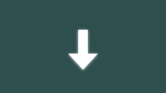 A glowing white arrow pointing downwards appears and pulses slightly in a minimalist motion graphic video