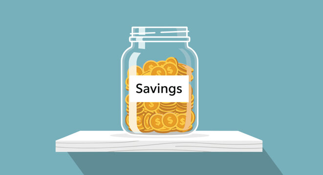 Flat minimalist illustration of gold savings
