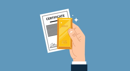 Flat minimalist illustration of physical gold ownership b © Artbibun