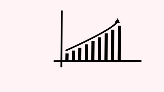 Bar chart for growing business progress by month. Developing company growth during the year. Technology hud style computer animation.