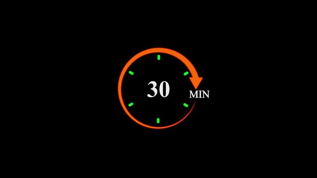 Clock Face Timer - The 30 minutes, stopwatch icon. Stopwatch icon in flat style. white and green background 4k video timer 30 minutes countdown icon. Time measure. The chronometer icon. animation