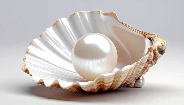 Luminous Pearl Nestled in a Seashell - A Symbol of Purity.