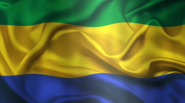 Flag of Gabon, Gabon 3D Animation flag waving in the wind. 4K Gabon Flag Animation waving with fabric texture.
