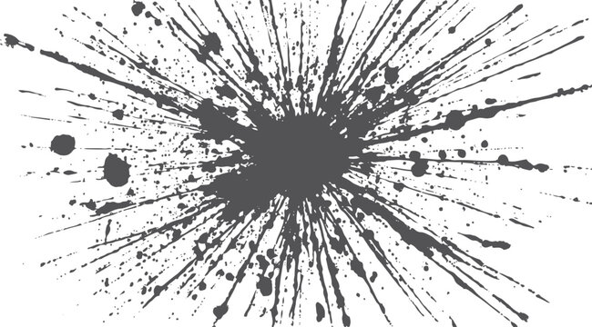 Dark gray splatter explosion on white background