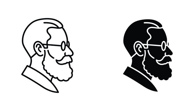 Portrait of man with beard and glasses as professional profile vector illustration for business and character identity design