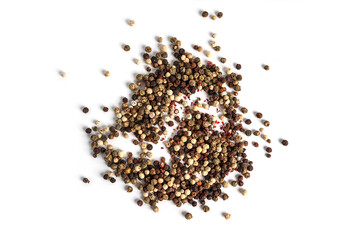 Naklejka premium A mixture of peppers isolated on a white background. The spice is a mixture of peppers.