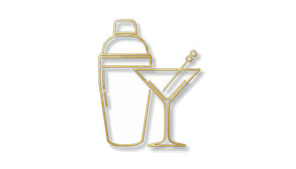 Obraz premium Golden Cocktail Shaker, Martini Glass Icon, Luxury Barware, Vector Graphic