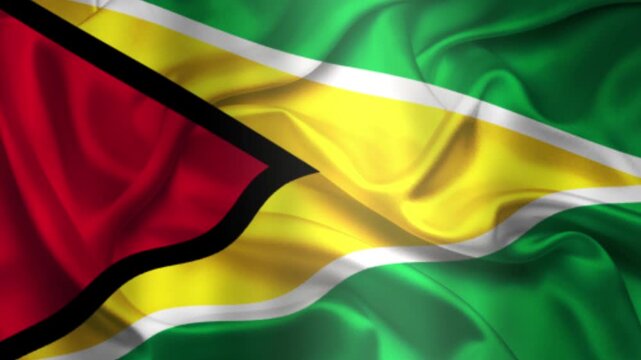 Flag of Guyana, Guyana 3D Animation flag waving in the wind. 4K Guyana Flag Animation waving with fabric texture.
