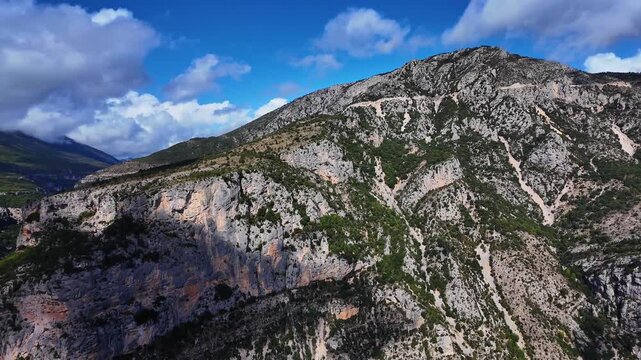Panoramic road through the largest canyon in Europe, Gorges du Verdon in Provence, France. Landscape of the Gorges Du Verdon in south-eastern France. Provence-Alpes-Cote d'Azur.