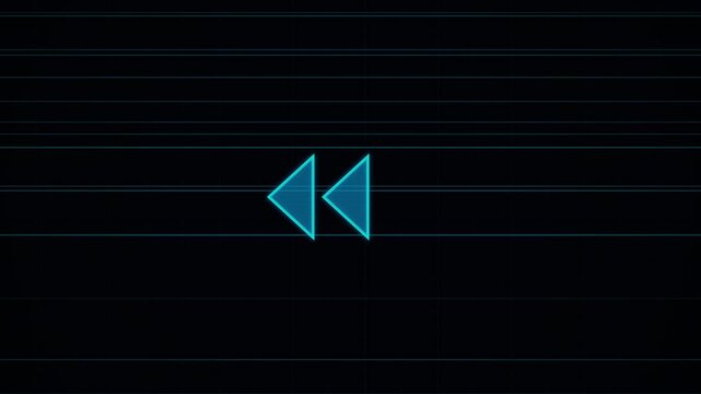 Digital Glitch Effect With Blue Rewind Icon on Dark Screen Background