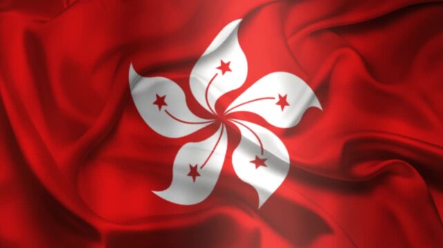 Flag of Hong Kong, Hong Kong 3D Animation flag waving in the wind. 4K Hong Kong Flag Animation waving with fabric texture.
