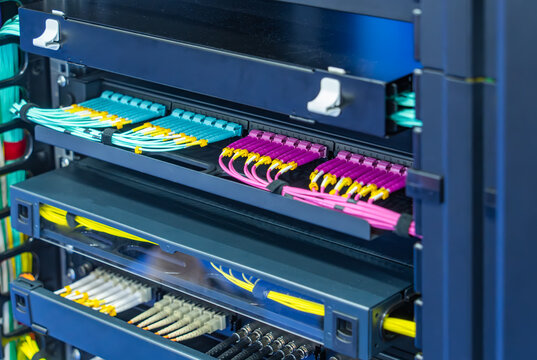 Fiber Optic cables connected to an optic ports