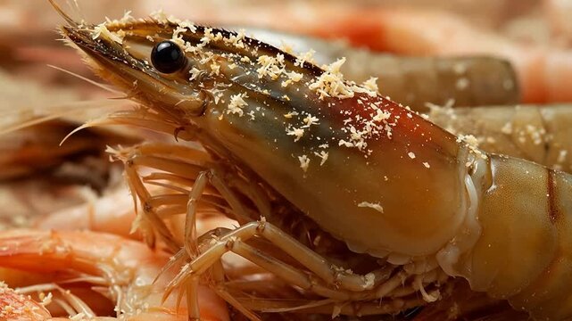 Closeup of a raw shrimp