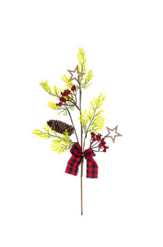 Christmas decoration of star and pine cone isolated on white background