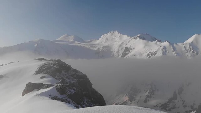 Caucasus, North Ossetia. Genaldon Gorge. Cloud movement.