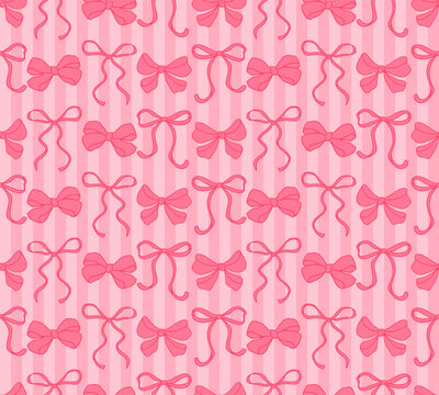 Bow ribbon pattern repeating hand drawn seamless inspirational cute background. Vector illustration design for fashion, t shirt, print, poster, graphic, background. Coquette bows