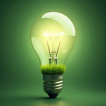 light bulb on green background