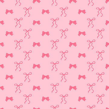 Seamless hand drawn pattern with decorative bows in flat minimal style. Elegant festive background for wrapping, textile, wallpaper, and stationery.