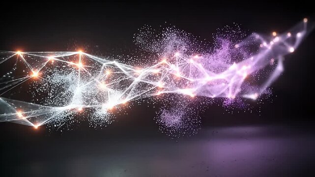 Seamless loop data network intelligence animation, abstract connected economy visualization for corporate technology.