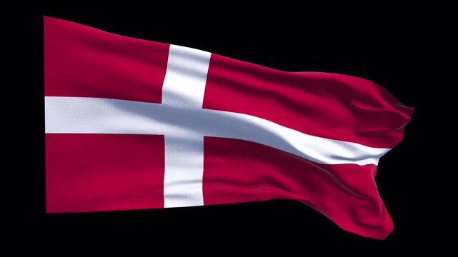 Animated national flag of Denmark waving in the wind. Symbol of Danish identity, heritage, and national pride, featuring the iconic Nordic cross design. Suitable for news visuals, political topics, in