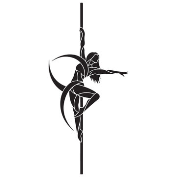 Pole dancer silhouette vector graphic with stylized athletic pose. Representing strength, grace, and artistic movement for fitness and performance art