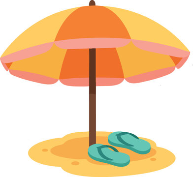 Juneteenth Beach Umbrella and Sand Icon, Freedom Day Summer Vector