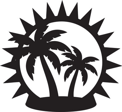Juneteenth Palm Tree Freedom Celebration Icon, Black and White Vector Symbol