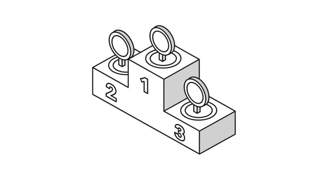 Winner Podium with Medals - First, Second, Third Place