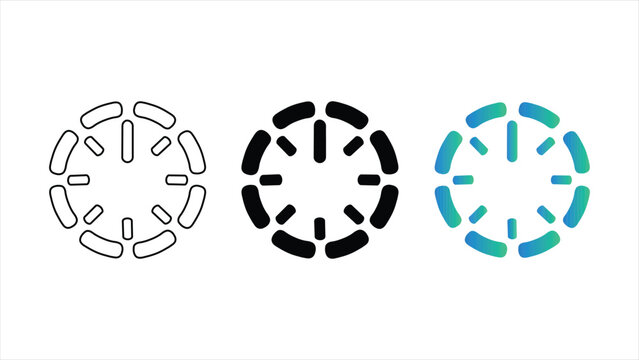 Loading spinner icon set outline solid and gradient vector buffering progress indicator for web app ui