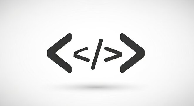 Black coding brackets icon on a white background