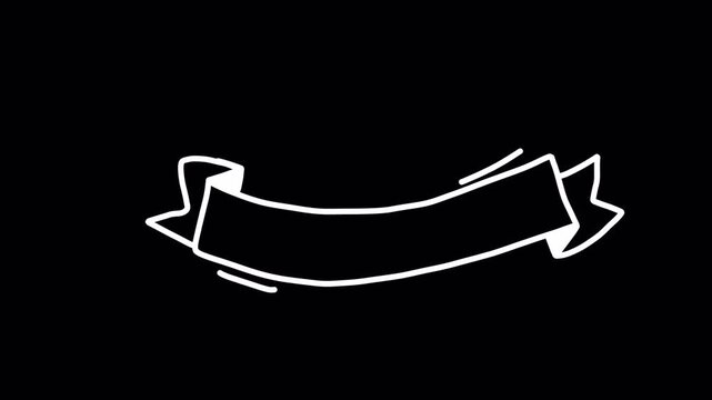 Retro ribbon doodle animation, transparent background
