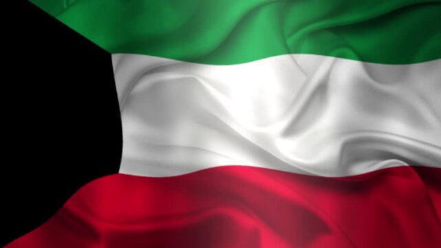 Flag of Kuwait, Kuwait 3D Animation flag waving in the wind. 4K Kuwait Flag Animation waving with fabric texture.
