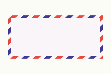 Obraz premium Classic Airmail Envelope Border with Red and Blue Diagonal Stripes and Blank Center for Postal Address