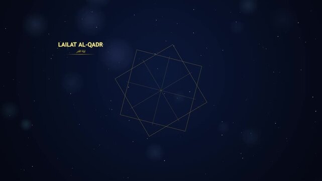 Lailat Al-Qadr Islamic Golden Geometric Ornament on Night Sky Background