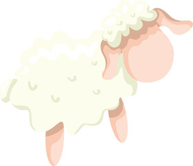 Cute Fluffy Sheep Vector Illustration Side View for Qurban and Farm Theme © Kiki