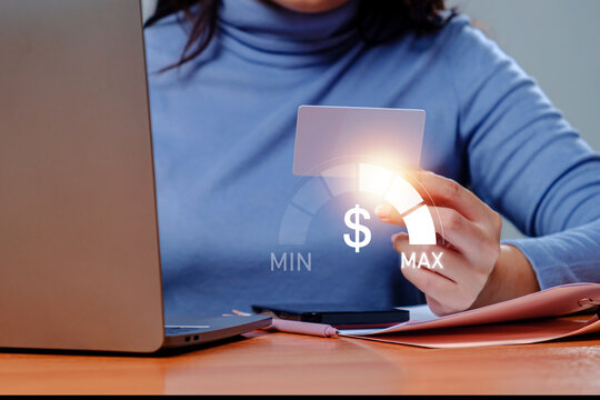 credit card with a dollar sign, financial limit management, online shopping budget, and banking credit approval processes. marketing debt management services, and e-commerce platforms