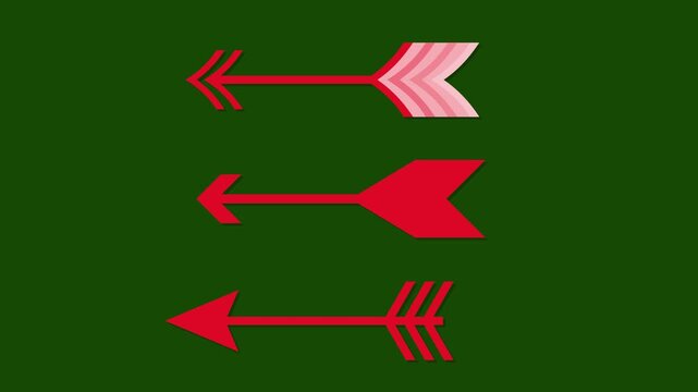 4K Red Arrows Sliding Animation Set Green Screen Background Motion Graphics for Video Editing Educational Directions