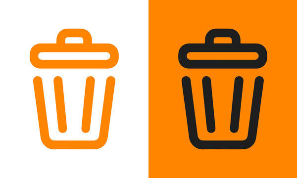 Simple outline icon of a trash can or waste bin, representing disposal, recycling, garbage, and environmental cleanliness for cleanups.