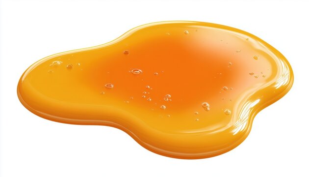 Top View Of A Puddle Of Orange Juice On A White Background With Clipping Path Included. Bright And Refreshing Image Perspective.