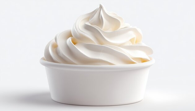 Delicious Frozen Soft-Serve Yogurt Served In A Cup On A White Background. Creamy And Refreshing Treat For A Hot Day.