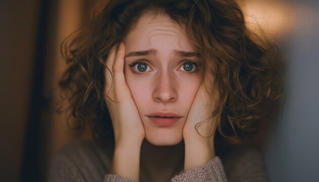 Distressed Woman Dealing With Obsession, Anxiety, And Intrusive Thoughts: A Psychological Exploration Of Fear, Worry, And Concern.